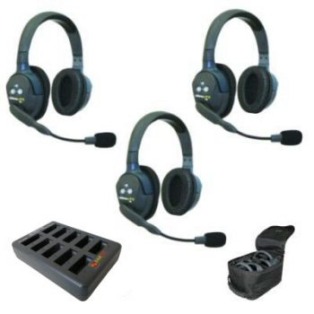 Eartec Theatre Intercom Wireless Headsets 3 Users double sided headsets 10 slot charger