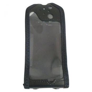 Sepura SRH3900 Klick Fast leather case bottom flap clear pvc over emergency button cut out only