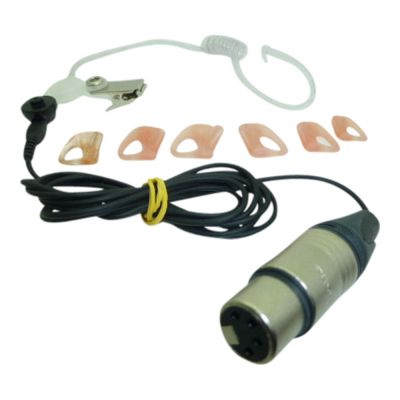 IFB Earpiece lead and ear inserts kit for theatre intercom systems with XLR4F (listen only) - IFB-XLR4F-KIT - Showcomms